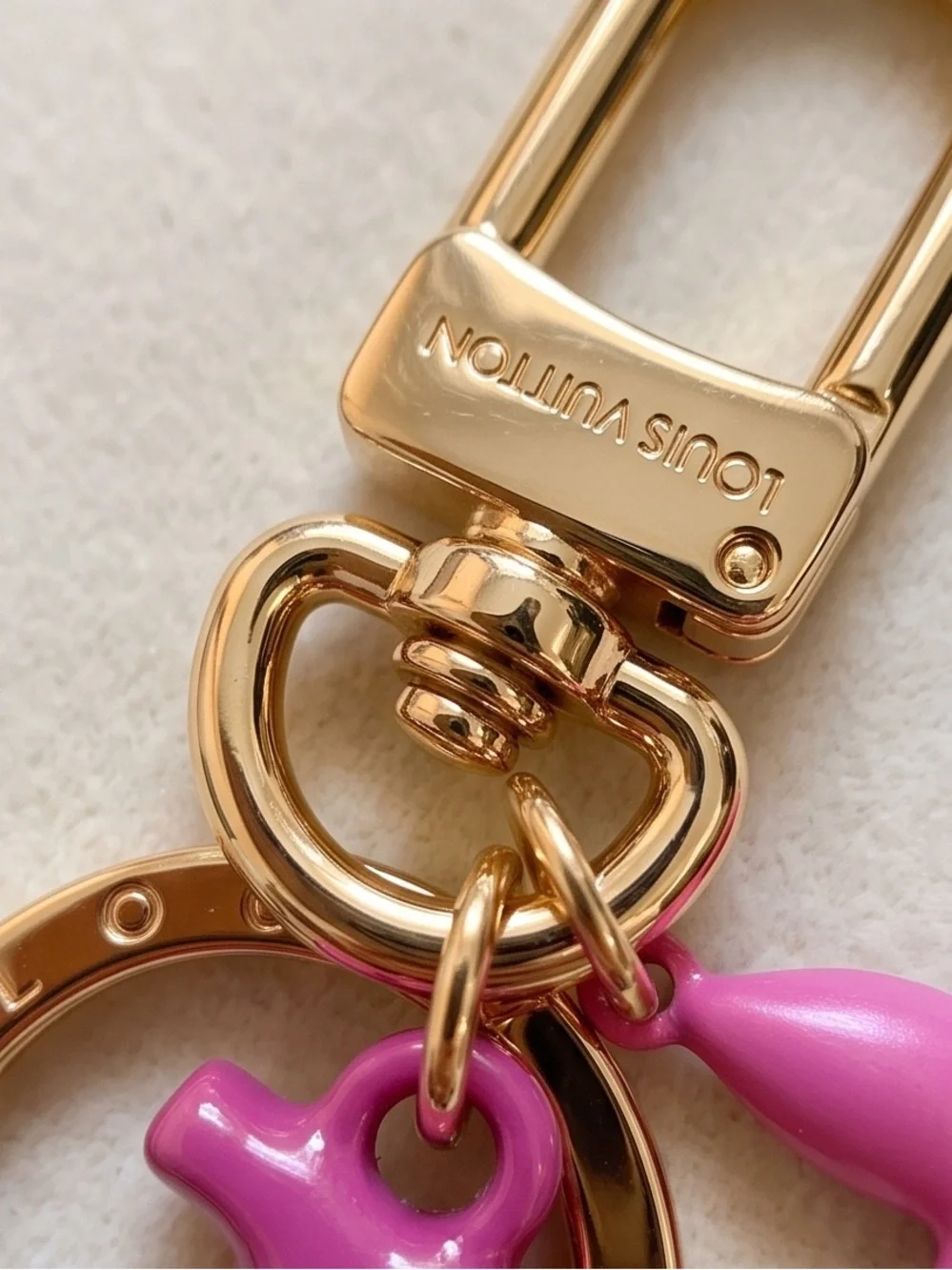 Keychain Unbranded Pink Logo Charm Keybag with Gold Hardware